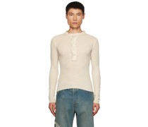 Beige Raw Edge Henley