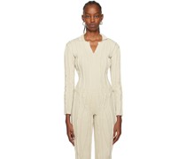 Beige 3D Stripe Blouse
