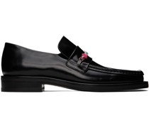 Black Beaded Square Toe Loafers