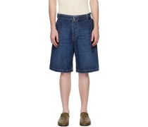 Blue Belted Denim Shorts