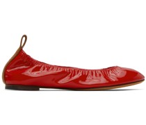 Red Leather Ballerina Flats