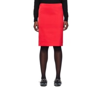 Red Vented Midi Skirt