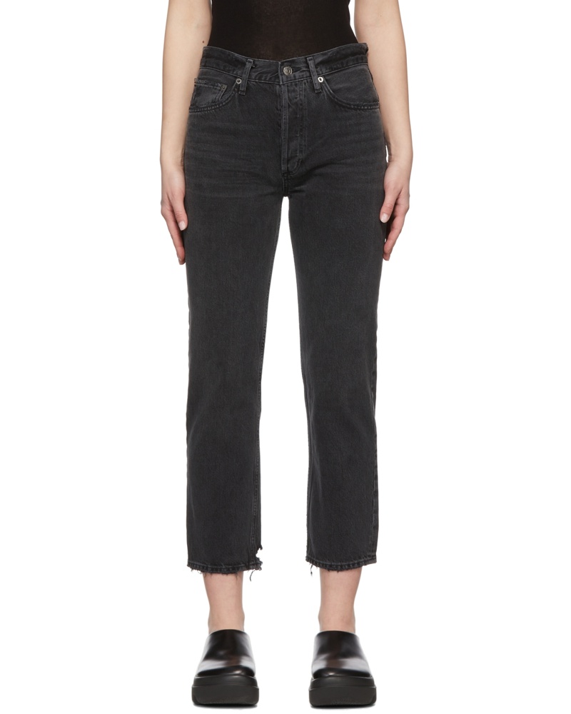 AGOLDE Damen Black Lana Cropped Jeans