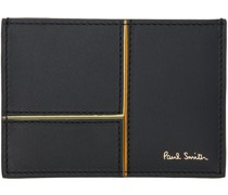Black Paneled Leather Card Holder