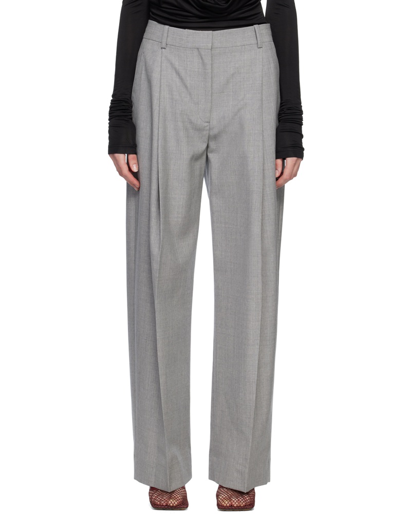 Victoria Beckham Damen Gray Pleated Trousers