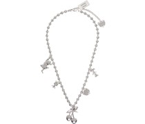Silver Multi Charm Long Necklace