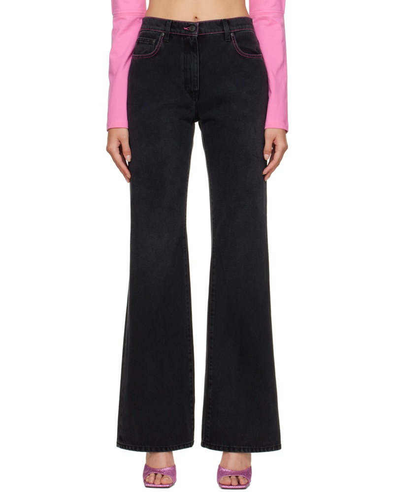 MSGM Damen Black Contrast Stitch Jeans