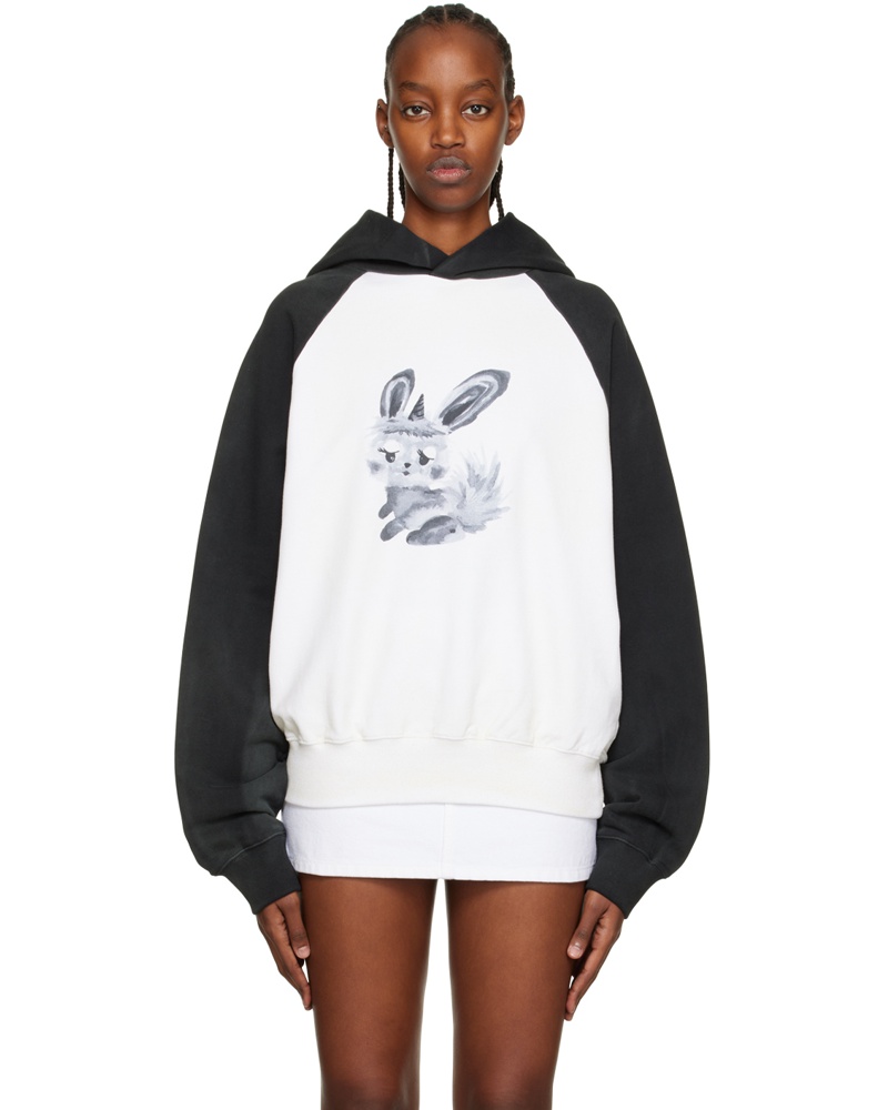 WE 11 DONE Damen Off-White Rabbit Hoodie