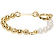 Gold Ball Chain & Pearl Bracelet