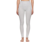 Gray Cotton Rib Leggings