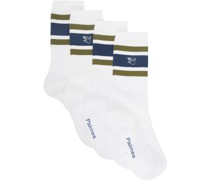 Two-Pack White Mid Socks