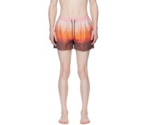 Orange Check Swim Shorts