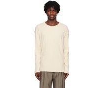 Beige Rib Long Sleeve T-Shirt
