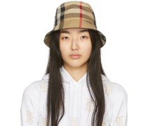 Beige Canvas Giant Check Bucket Hat