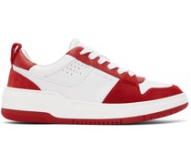 White & Red Suede Patch Skate Sneakers
