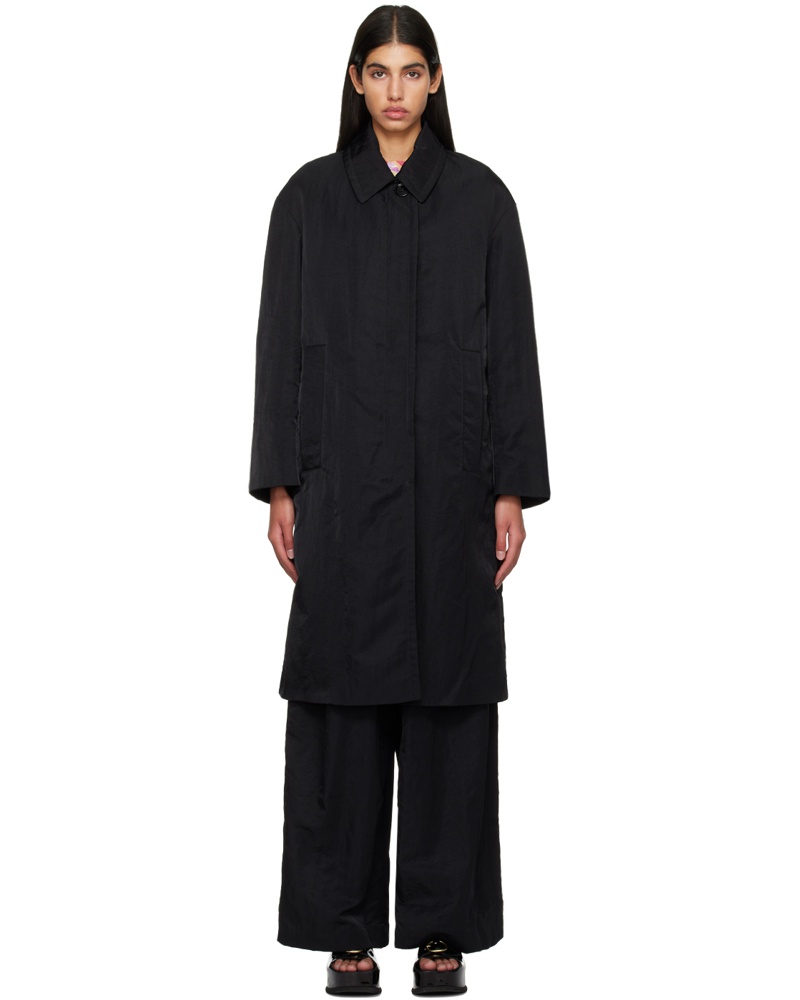 Dries van Noten Damen Black Crinkled Coat