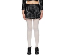 Black Pleated Faux-Leather Miniskirt