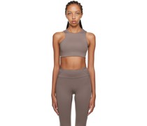 Gray Asymmetric Crop Sport Bra