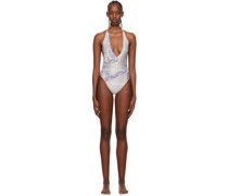 SSENSE Exclusive Blue V-Neck One-Piece Swimsuit