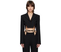 Black V-Wire Cropped Blazer