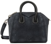 Black Mini Antigona Denim Top Handle Bag
