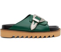 Green Buckle Sandals