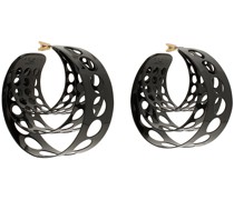 Black Medium Metallic Hoop Earrings