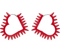 Red Small Spike Heart Earrings