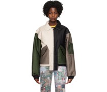 Black & Off-White Colorblocked Bomber Jacket