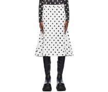 White & Black Polka Dot Midi Skirt