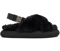 Black Solarisse Faux-Fur Sandals