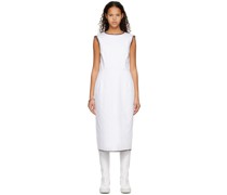 White Distressed Denim Midi Dress