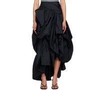 Black Asymmetrical Midi Skirt