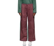 Burgundy & Green Paneled Jeans