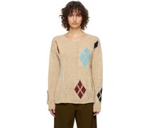 Beige Argyle Sweater