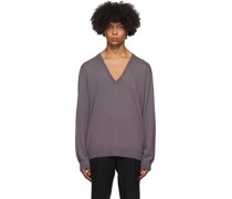 Purple Relaxed V-Neck Sweater