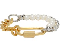 Gold & Silver Pearl Cuban Link Bracelet