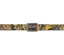 Black & Yellow Logo Couture Reversible Belt
