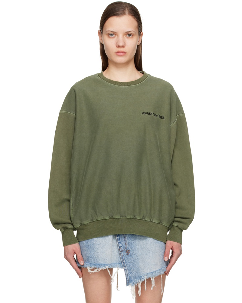 AWAKE NY Damen Green Pigment-Dyed Sweatshirt