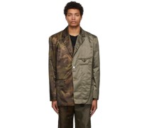 Khaki & Brown Camouflage Paneled Blazer