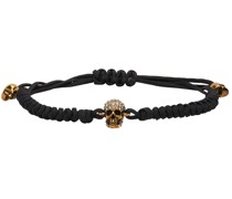 Black Pavé Skull Friendship Bracelet