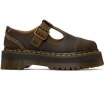 Brown Bethan Arc Leather Platform Mary Jane Oxfords