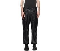 Black Sustainable Faux-Leather Cargo Pants