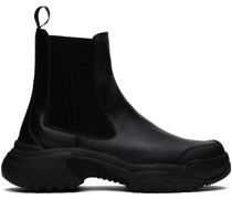 Black Faux-Leather Chelsea Boots