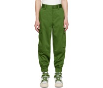 Green Elasticized Cuffs Cargo Pants