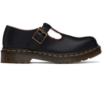 Black Polley Smooth Leather Mary Jane Oxfords