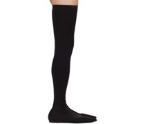 Black Stretch Jersey Thigh-High Boots