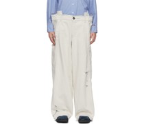 White Layered Denim Trousers