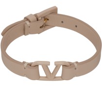 Pink Leather VLogo Bracelet