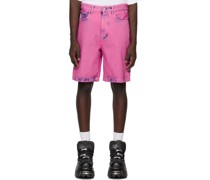 Pink Bleached Denim Shorts
